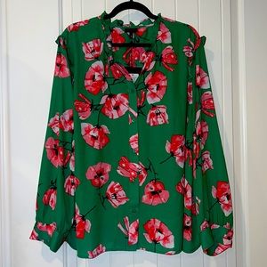 New with tags…green, pink & black floral long sleeve shirt